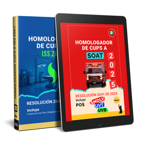 Códigos CUPS homologados a manuales tarifarios ISS y SOAT (pack)